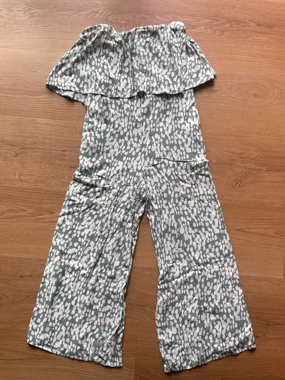 l*space Sage and White Off-Shoulder Wide-Leg Jumpsuit